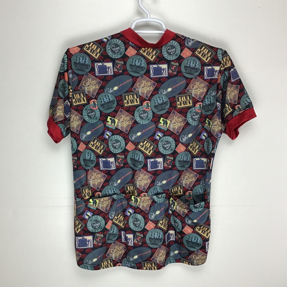 Canari made in USA mens short sleeve coffee themed graphic cycling jersey L